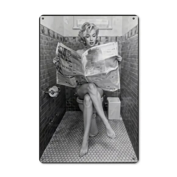 Marilyn Monroe Sexy Retro Bathroom Metal Sign 8x12" Black White Pinup Wall Art - Picture 2 of 4